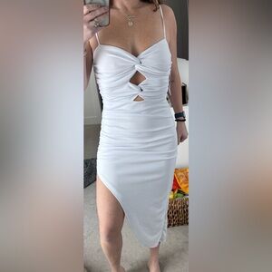 Abercrombie White Ruched Dress Medium